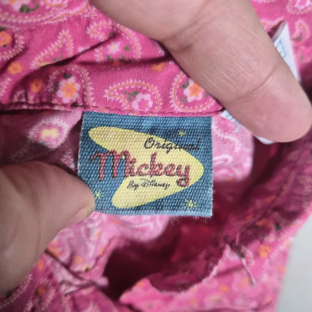 Vintage Disney Minnie Mouse Toddler Girl Button Up Shirt Pink‎ Paisley 24M Y2K